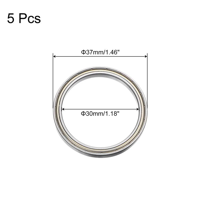 5pcs 6706ZZ Deep Groove Ball Bearings, Chrome Steel Z2 Bearing 30mm x 37mm x 4mm