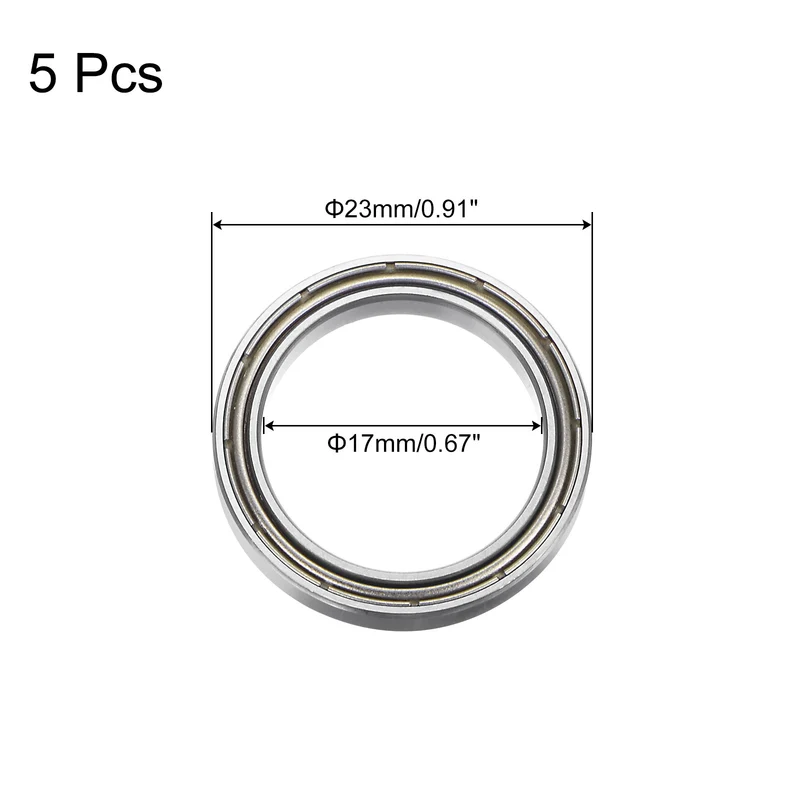 5pcs 6703ZZ Deep Groove Ball Bearings Chrome Steel Z2 Bearing 17mm x 23mm x 4mm