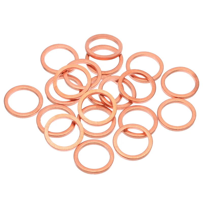20Pcs M14 Flat Copper Washers 14x18x2mm Copper Flat Sealing Ring Washers