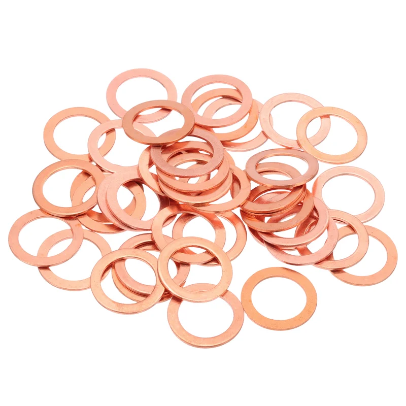 40Pcs M14 Flat Copper Washers 14x20x1mm Copper Flat Sealing Ring Washers
