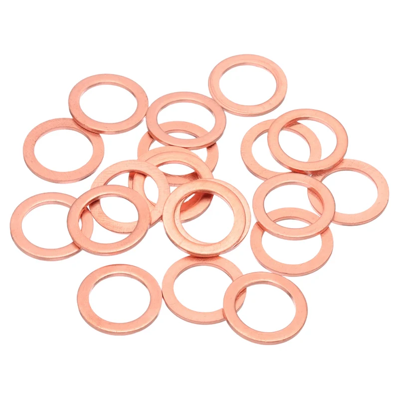 20Pcs M14 Flat Copper Washers 14x20x1.5mm Copper Flat Sealing Ring Washers