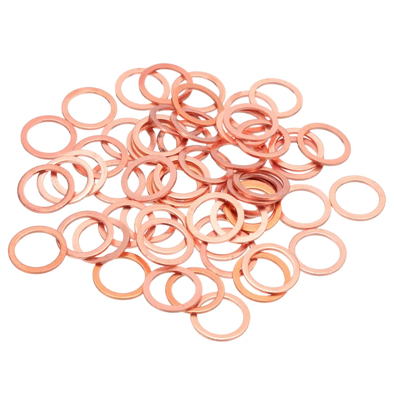 60Pcs M12 Flat Copper Washers 12x16x1mm Copper Flat Sealing Ring Washers