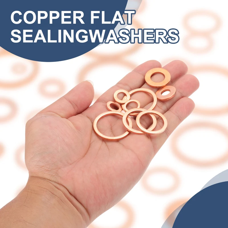 60Pcs M12 Flat Copper Washers 12x16x1mm Copper Flat Sealing Ring Washers