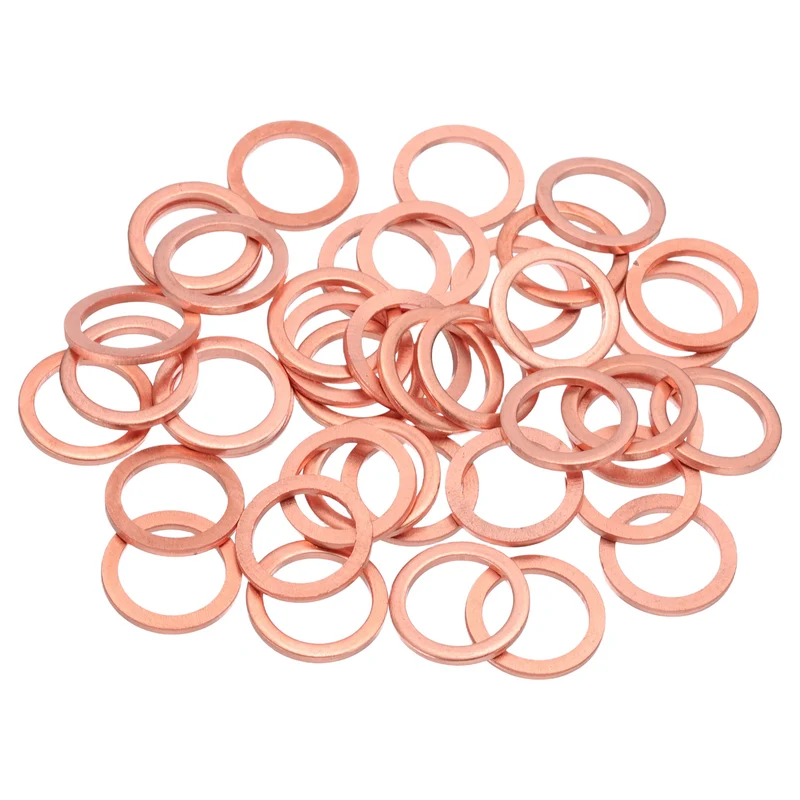 40Pcs M12 Flat Copper Washers 12x16x1.5mm Copper Flat Sealing Ring Washers