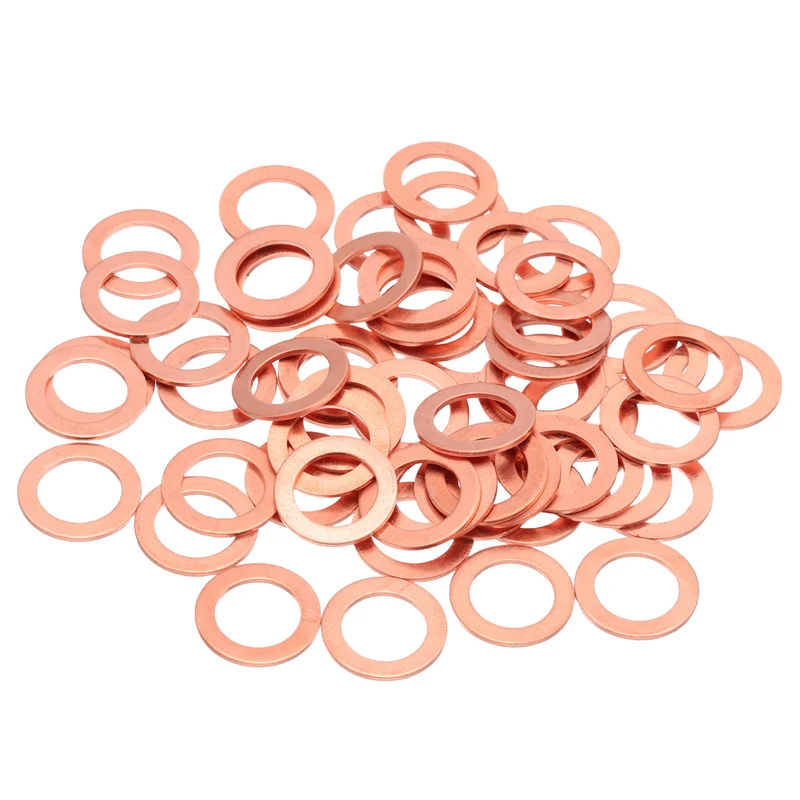 60Pcs M12 Flat Copper Washers 12x18x1mm Copper Flat Sealing Ring Washers