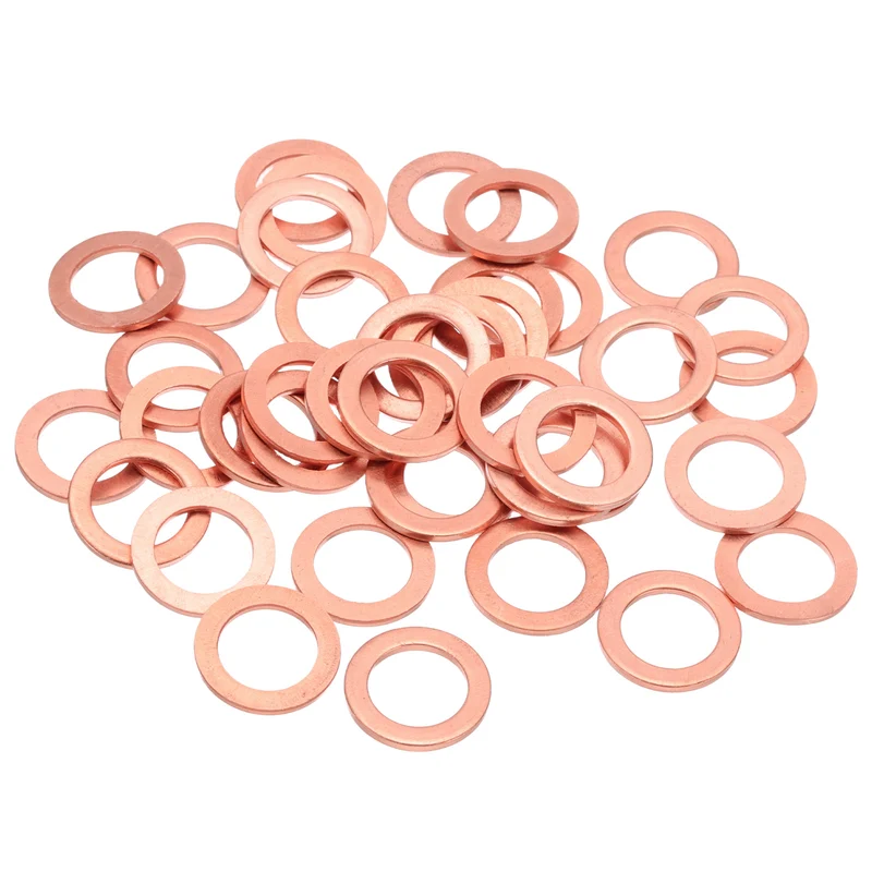 40Pcs M12 Flat Copper Washers 12x18x1.5mm Copper Flat Sealing Ring Washers