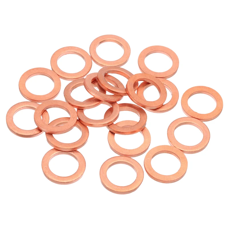 20Pcs M12 Flat Copper Washers 12x18x2mm Copper Flat Sealing Ring Washers
