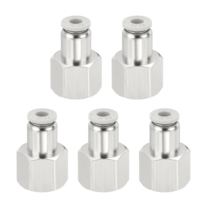5 Pcs NPT Female 5/32 Inch OD x 1/4" NPT Thread Push to Connect Fittings, White