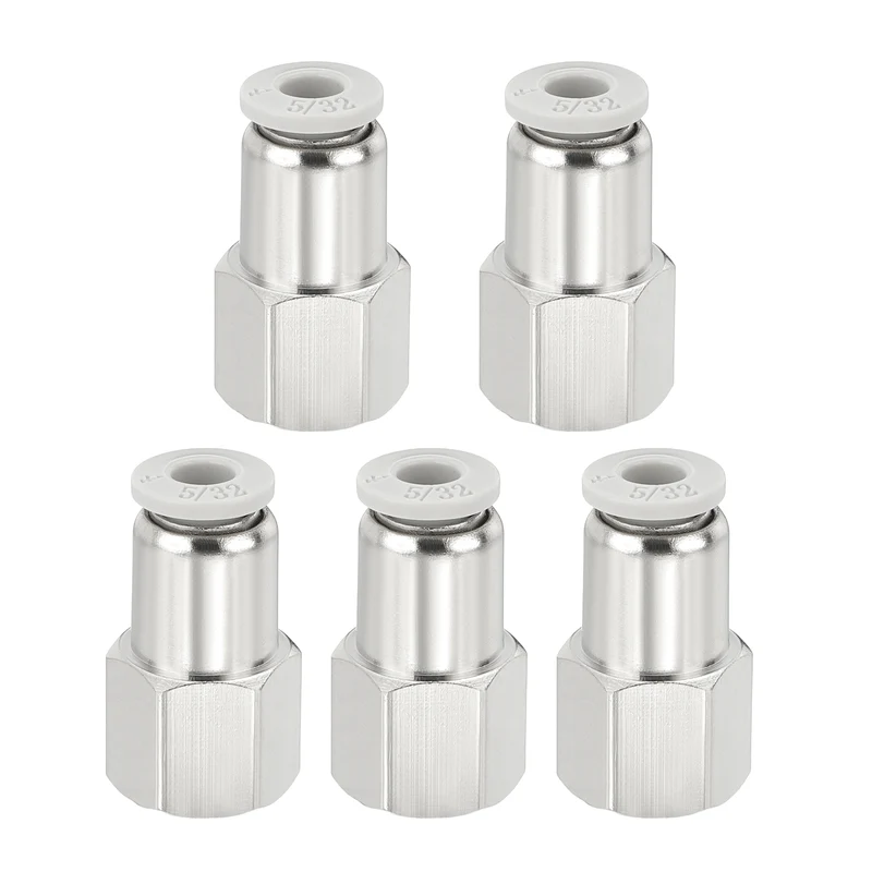 5 Pcs NPT Female 5/32 Inch OD x 1/8" NPT Thread Push to Connect Fittings, White