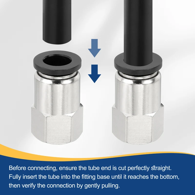 5 Pcs NPT Female 5/16 Inch OD x 1/2" NPT Thread Push to Connect Fittings, Black