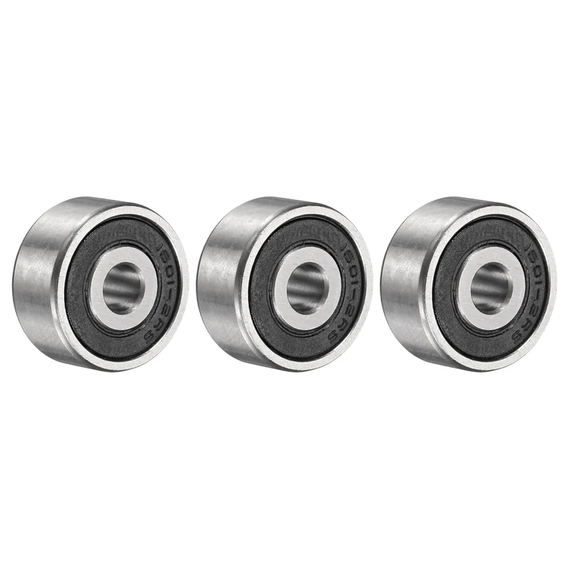 3Pcs 1601-2RS Deep Groove Ball Bearing, 3/16" x 11/16" x 5/16" Sealed Bearing
