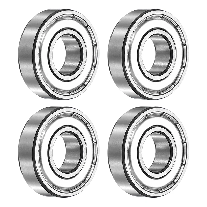 4Pcs 6001ZZ Deep Groove Ball Bearing, 12x28x8 mm Double Shielded Chrome Steel