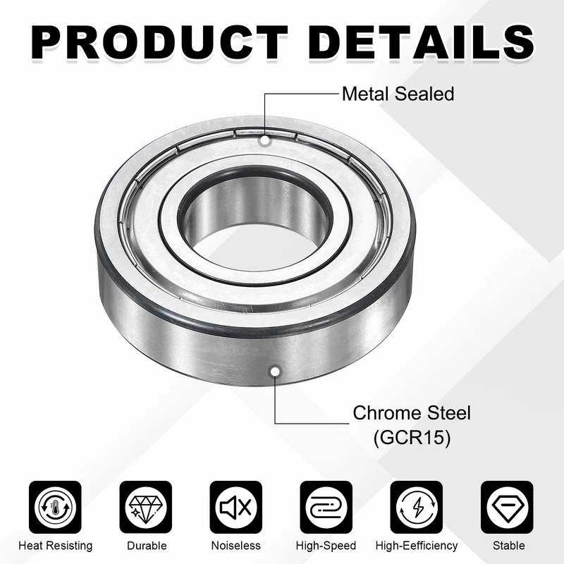 4Pcs 6003ZZ Deep Groove Ball Bearing, 17x35x10 mm Double Shielded Chrome Steel