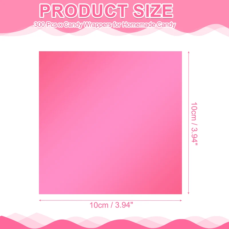 300Pcs Candy Wrappers 4 x 4 Inch Chocolate Wrap Paper for Lollipop Pink