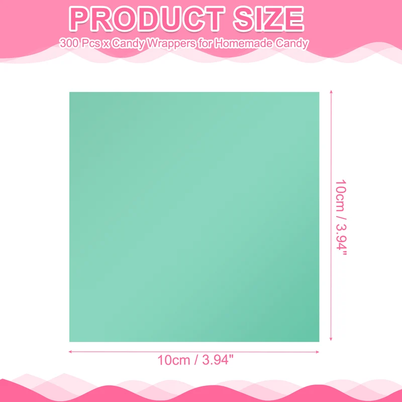 300Pcs Candy Wrappers 4 x 4 Inch Chocolate Wrap Paper for Lollipop Green