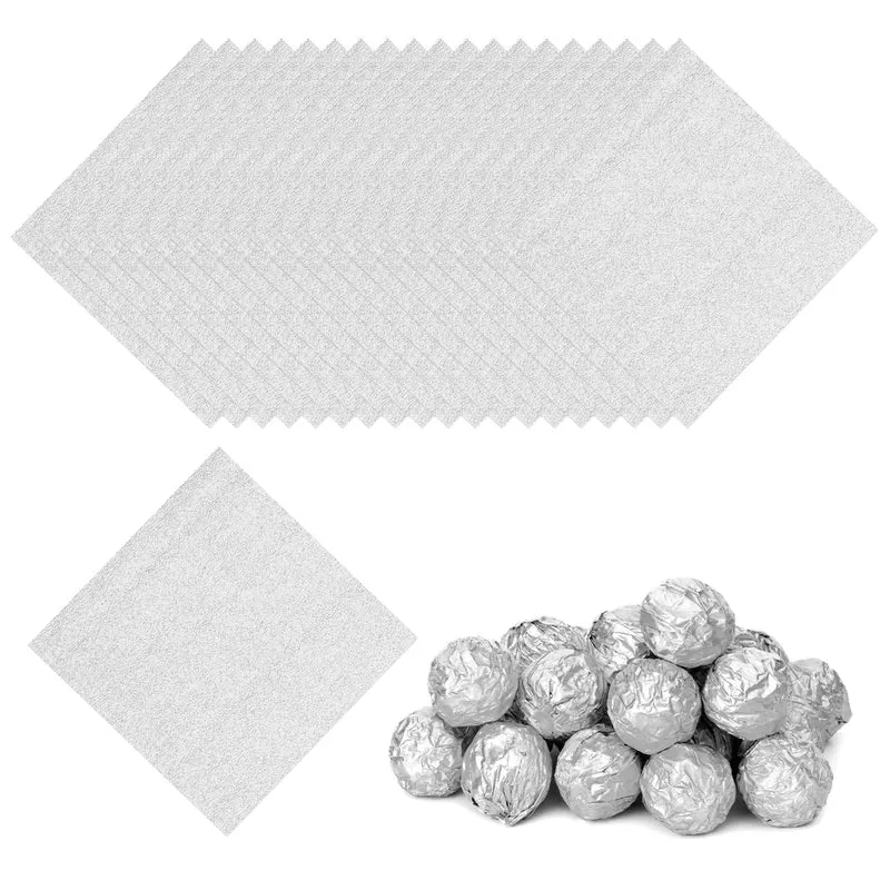 200 Pcs 4x4 Inch Foil Candy Wrappers Chocolate Wrapping Paper Dark Silver