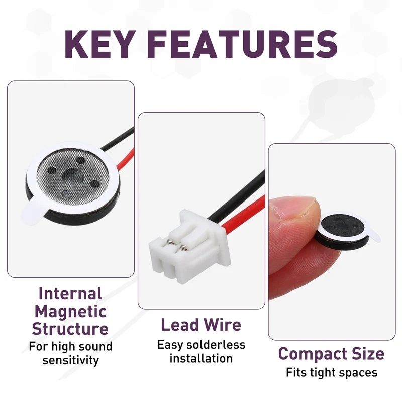 4Pcs 1W 8 Ohm 13mm Small Round Internal Magnetic Speaker with 2.0mm Terminal