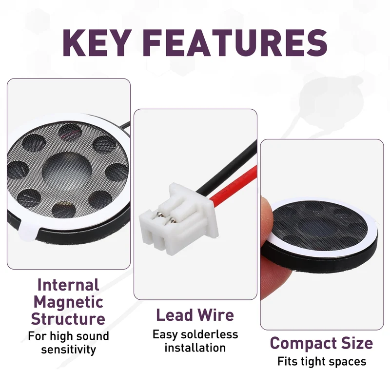 8Pcs 1W 8 Ohm 25mm Small Round Internal Magnetic Speaker with 1.25mm Terminal
