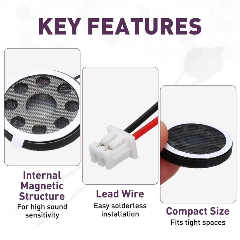 4Pcs 1W 8 Ohm 25mm Small Round Internal Magnetic Speaker with 1.25mm Terminal