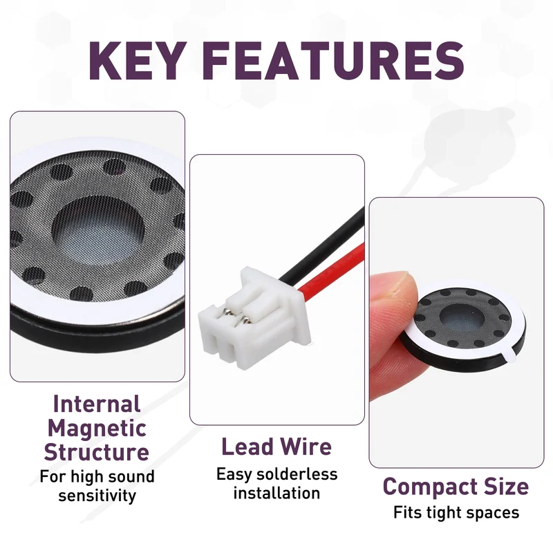 8Pcs 1W 8 Ohm 23mm Small Round Internal Magnetic Speaker with 1.25mm Terminal