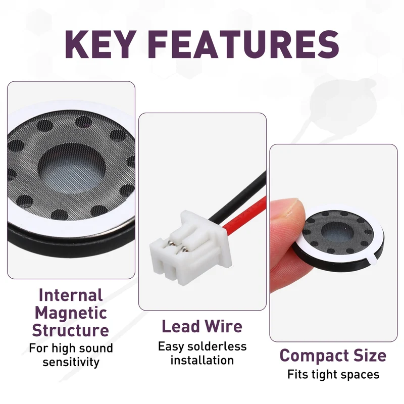 4Pcs 1W 8 Ohm 23mm Small Round Internal Magnetic Speaker with 1.25mm Terminal