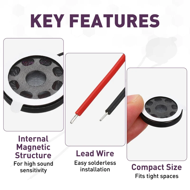 8Pcs 1W 8 Ohm 20mm Small Round Internal Magnetic Speaker with 1.25mm Terminal