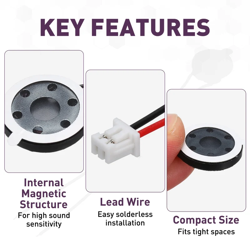 8Pcs 1W 8 Ohm 18mm Small Round Internal Magnetic Speaker with 1.25mm Terminal