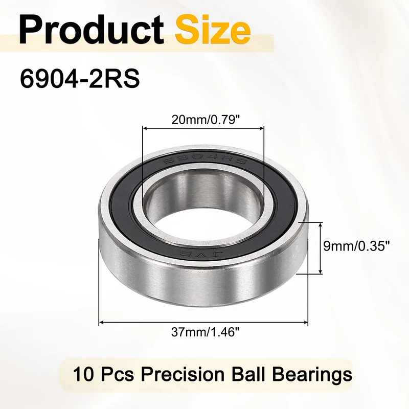 10Pcs 6904-2RS Deep Groove Ball Bearings 20x37x9mm ZV4 Level ABEC7 Precision