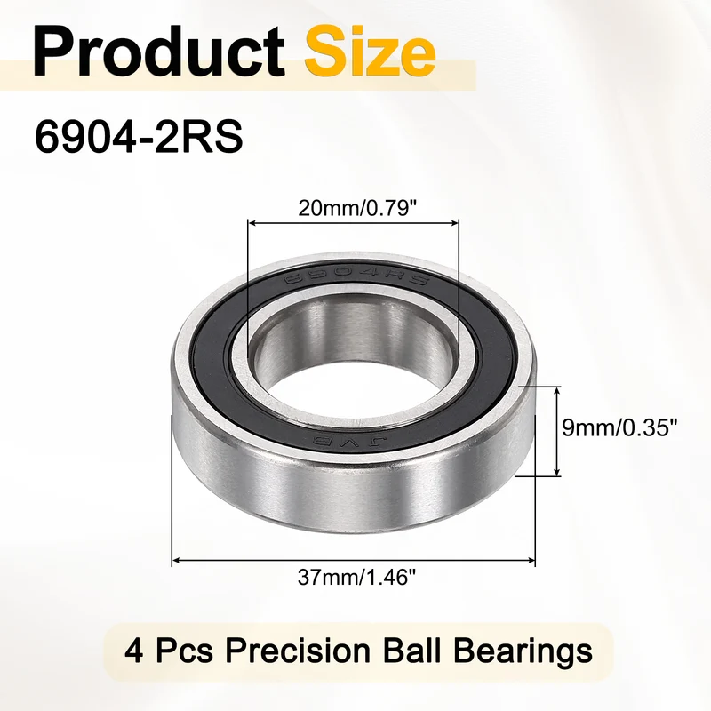 4Pcs 6904-2RS Deep Groove Ball Bearings 20x37x9mm ZV4 Level ABEC7 Precision