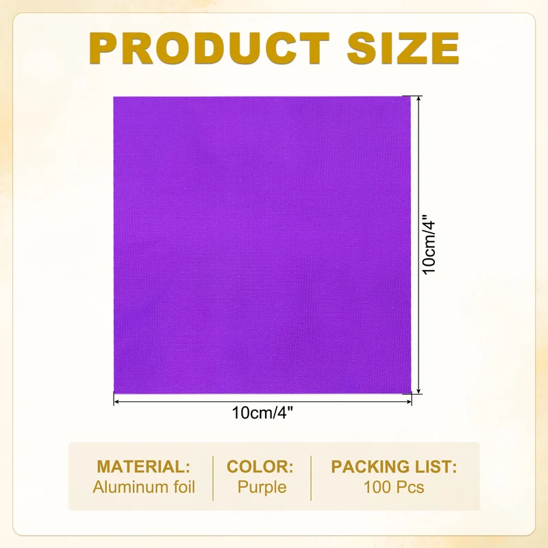 Foil Candy Wrappers 4x4 Inch, 100 Pcs Purple Fine Grid Paper for DIY Chocolate