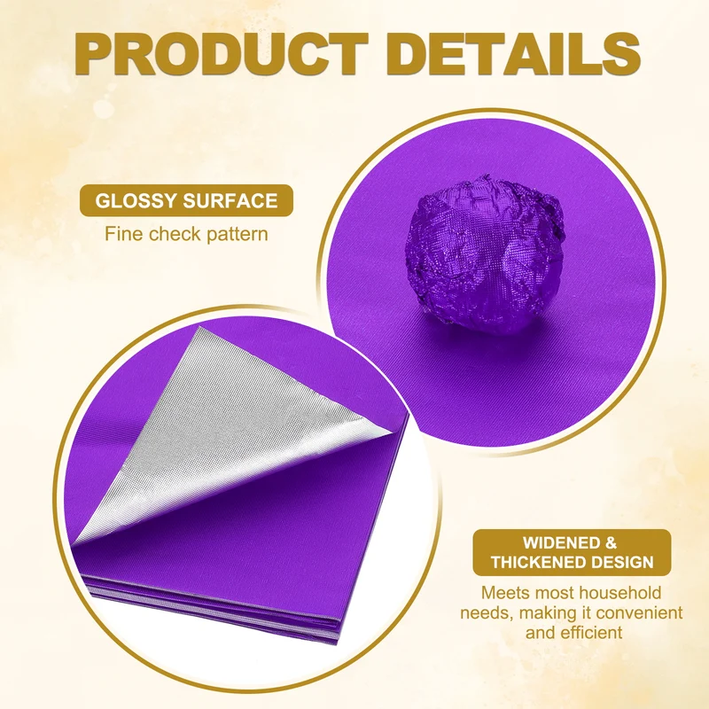Foil Candy Wrappers 4x4 Inch, 100 Pcs Purple Fine Grid Paper for DIY Chocolate