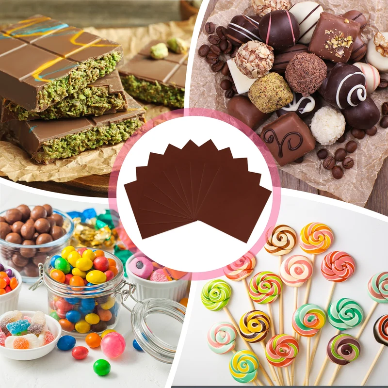 200 Pcs Candy Foil Wrappers, 7.87 x 7.87" Chocolate Wrappers, Brown