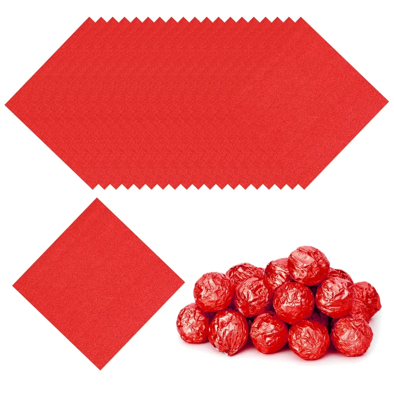 200 Pcs 4x4 Inch Foil Candy Wrappers Chocolate Wrapping Paper Dark Red