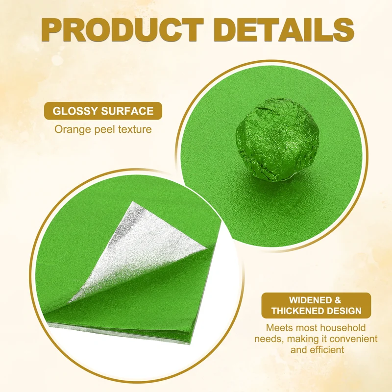 Foil Candy Wrappers 4x4 Inch, 100 Pcs Green Orange Pattern Paper for Candy
