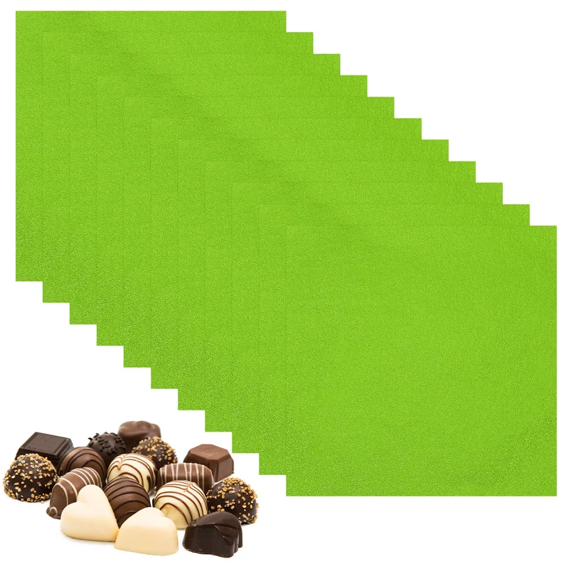 200 Pcs Candy Foil Wrappers, 7.87 x 7.87" Wrappers, Green (Orange Peel)