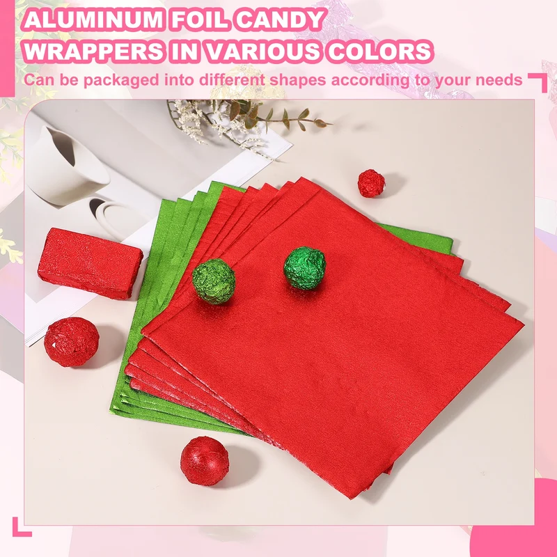 200 Pcs Candy Foil Wrappers, 7.87 x 7.87" Wrappers, Green (Orange Peel)