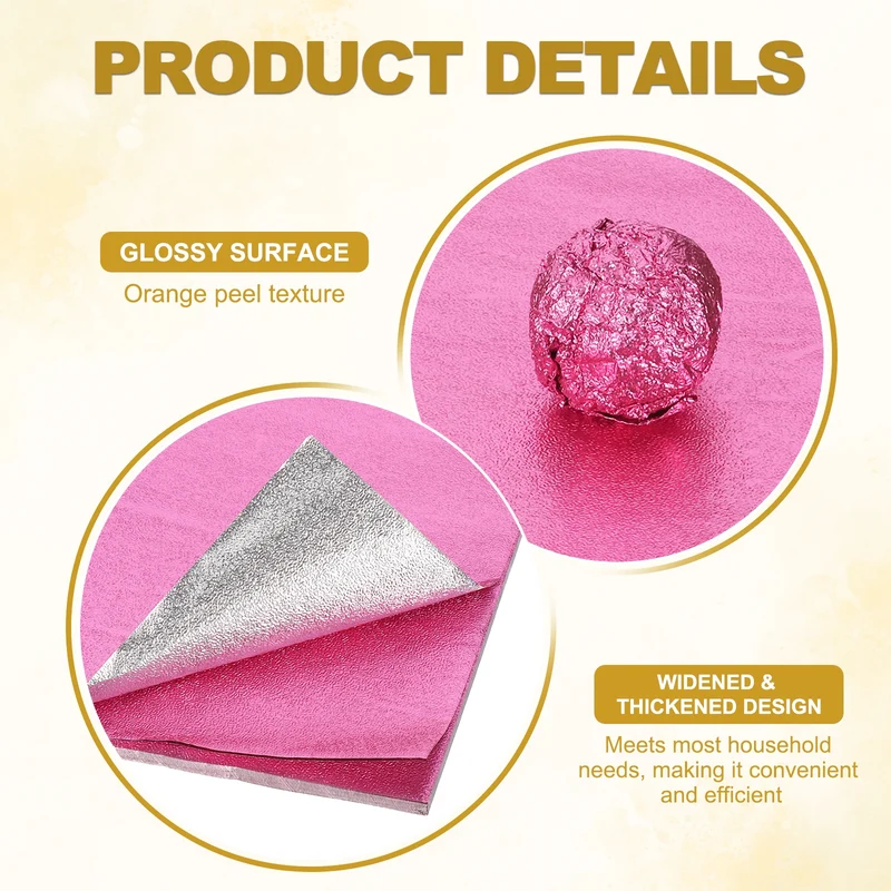 200 Pcs 3x3 Inch Foil Candy Wrappers Chocolate Wrapping Paper Dark Pink