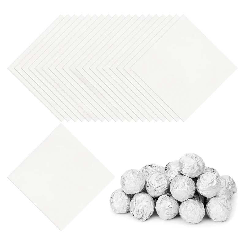 Foil Candy Wrappers 6x6 Inch, 100 Pcs Silver Glossy Paper for DIY Chocolate