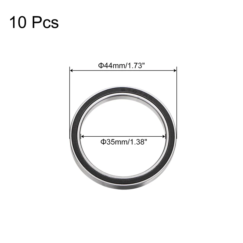 10pcs 6707-2RS Deep Groove Ball Bearing 35x44x5mm Z2 Bearings Black