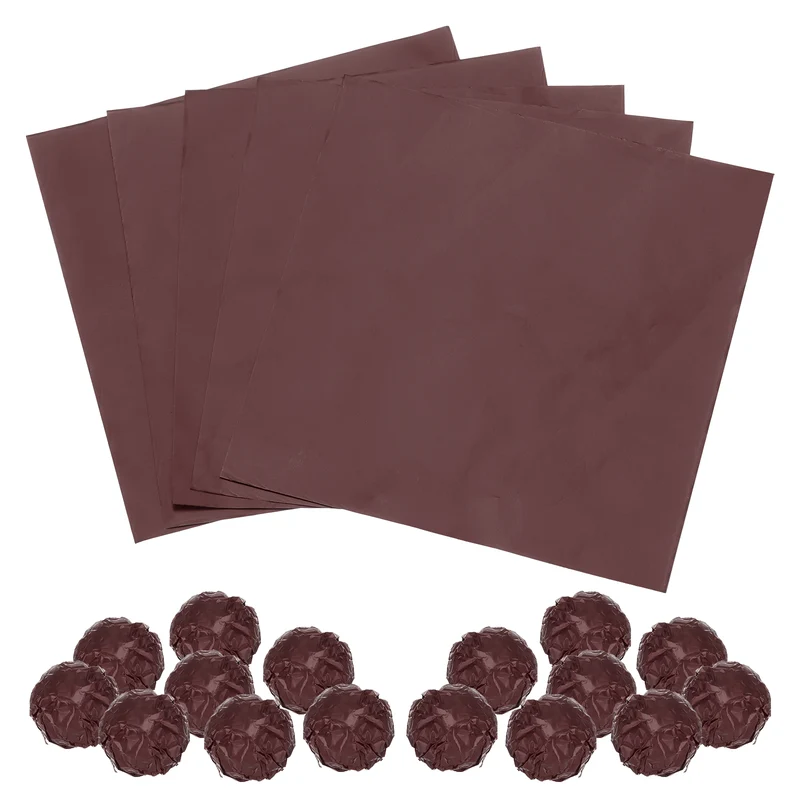 100pcs Brown Metallic Foil Paper, 3x3" Glossy Texture Wrapping Paper