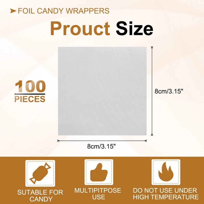 Foil Candy Wrappers 3x3 Inch, 100 Pcs Silver Fine Grid Paper for DIY Chocolate
