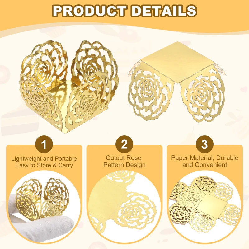 25PCS 4 Inch Truffle Wrappers for Wedding Birthday, Gold
