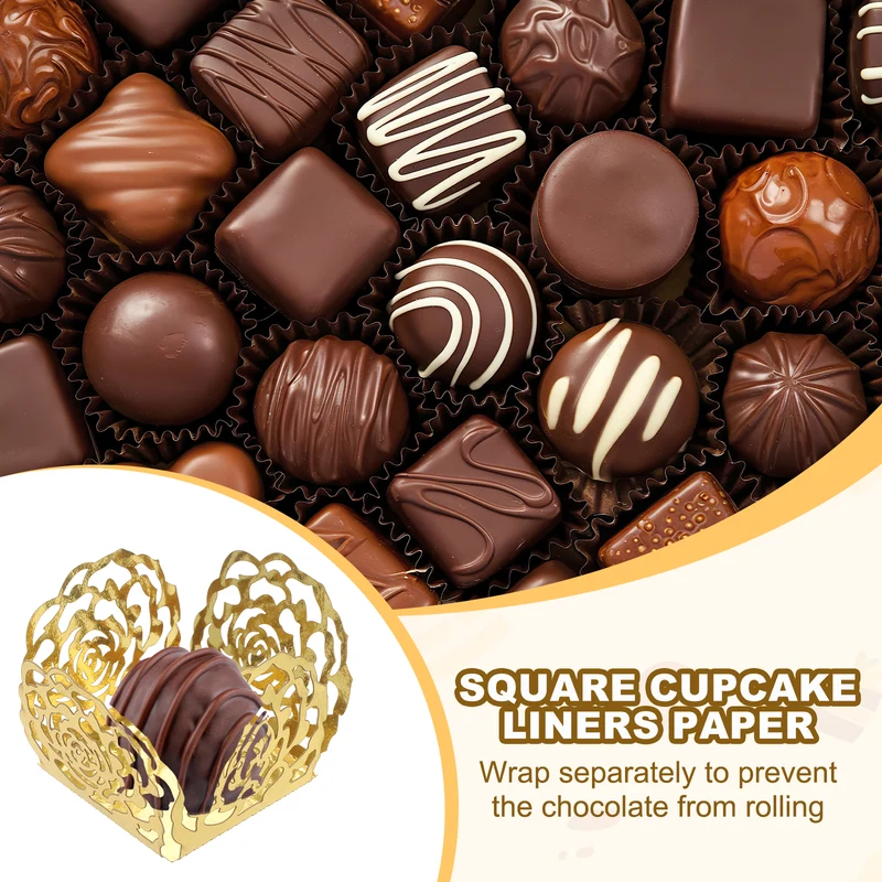 25PCS 4 Inch Truffle Wrappers for Wedding Birthday, Gold