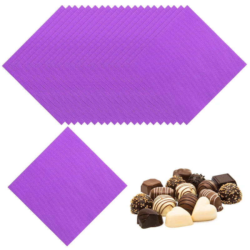 400 Pcs Candy Foil Wrappers, 3.1 x 3.1 Inch Chocolate Wrappers, Purple