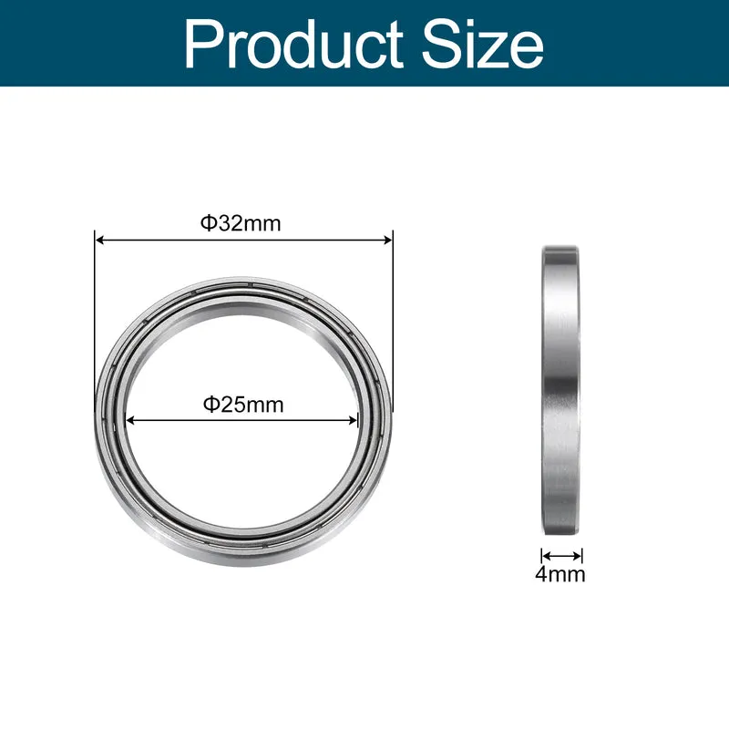 6pcs 6705ZZ Deep Groove Ball Bearings Chrome Steel Z2 Double Metal 25x32x4mm