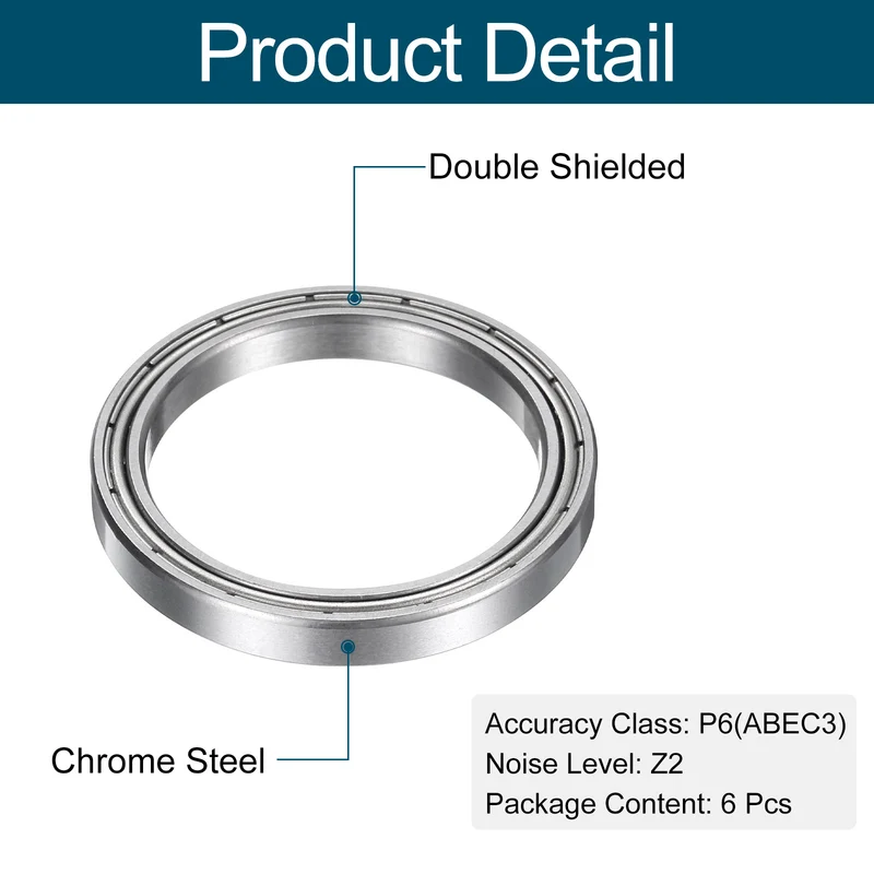 6pcs 6705ZZ Deep Groove Ball Bearings Chrome Steel Z2 Double Metal 25x32x4mm