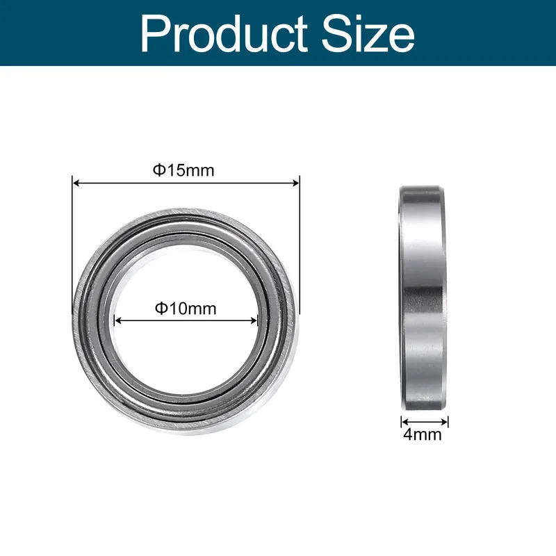 8pcs 6700ZZ Deep Groove Ball Bearings, Chrome Steel Z2 Double Metal, 10x 15x 4mm