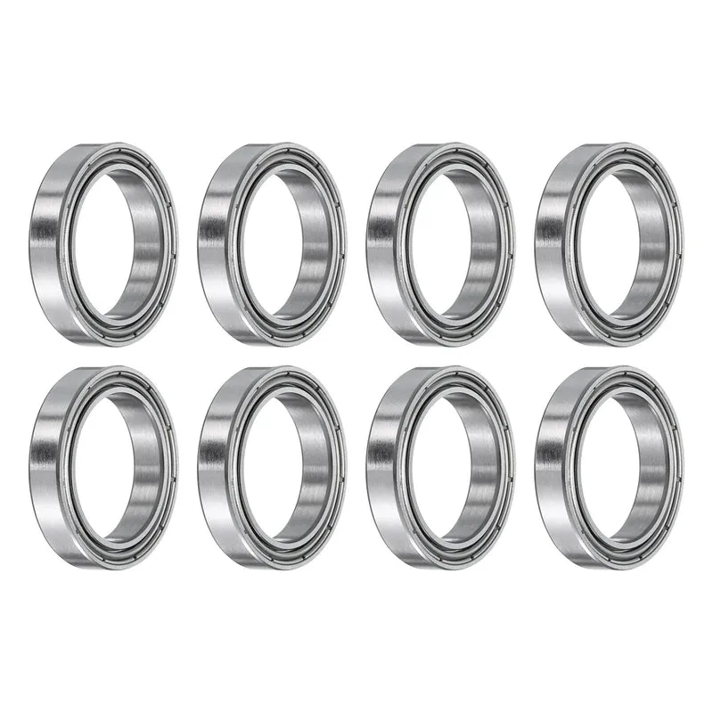 8pcs 6702ZZ Deep Groove Ball Bearings, Chrome Steel Z2 Double Metal, 15x 21x 4mm