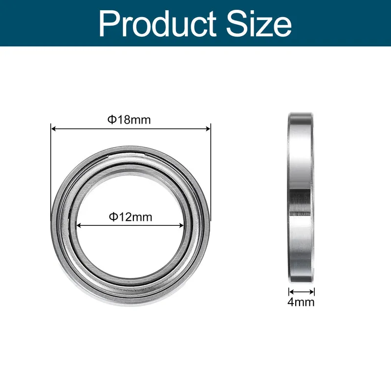 8pcs 6701ZZ Deep Groove Ball Bearings Chrome Steel Z1 Double Metal 12x18x4mm