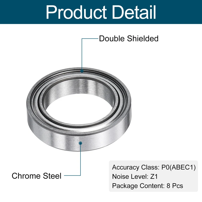 8pcs 6701ZZ Deep Groove Ball Bearings Chrome Steel Z1 Double Metal 12x18x4mm